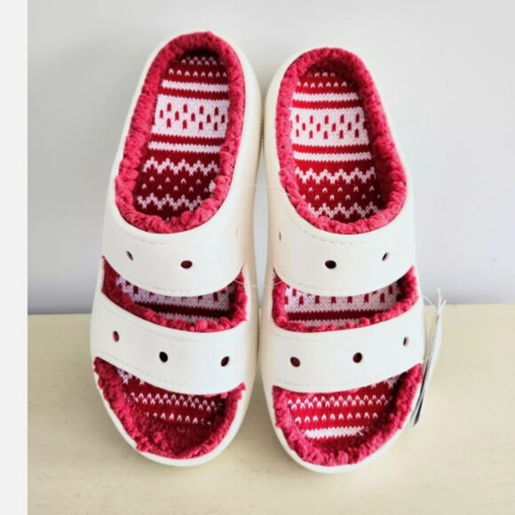 Brand New Crocs Classic Cozy Sandals  Fuzzy Slippers Holiday Sweater Men's 11 - Picture 9 of 9